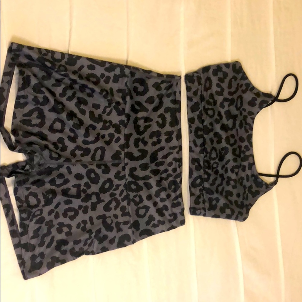 Matching cheetah workout set